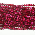 Perles rondes lisses œil de tigre St Fuchsia 15" 8 mm.-Rig 39 cm.