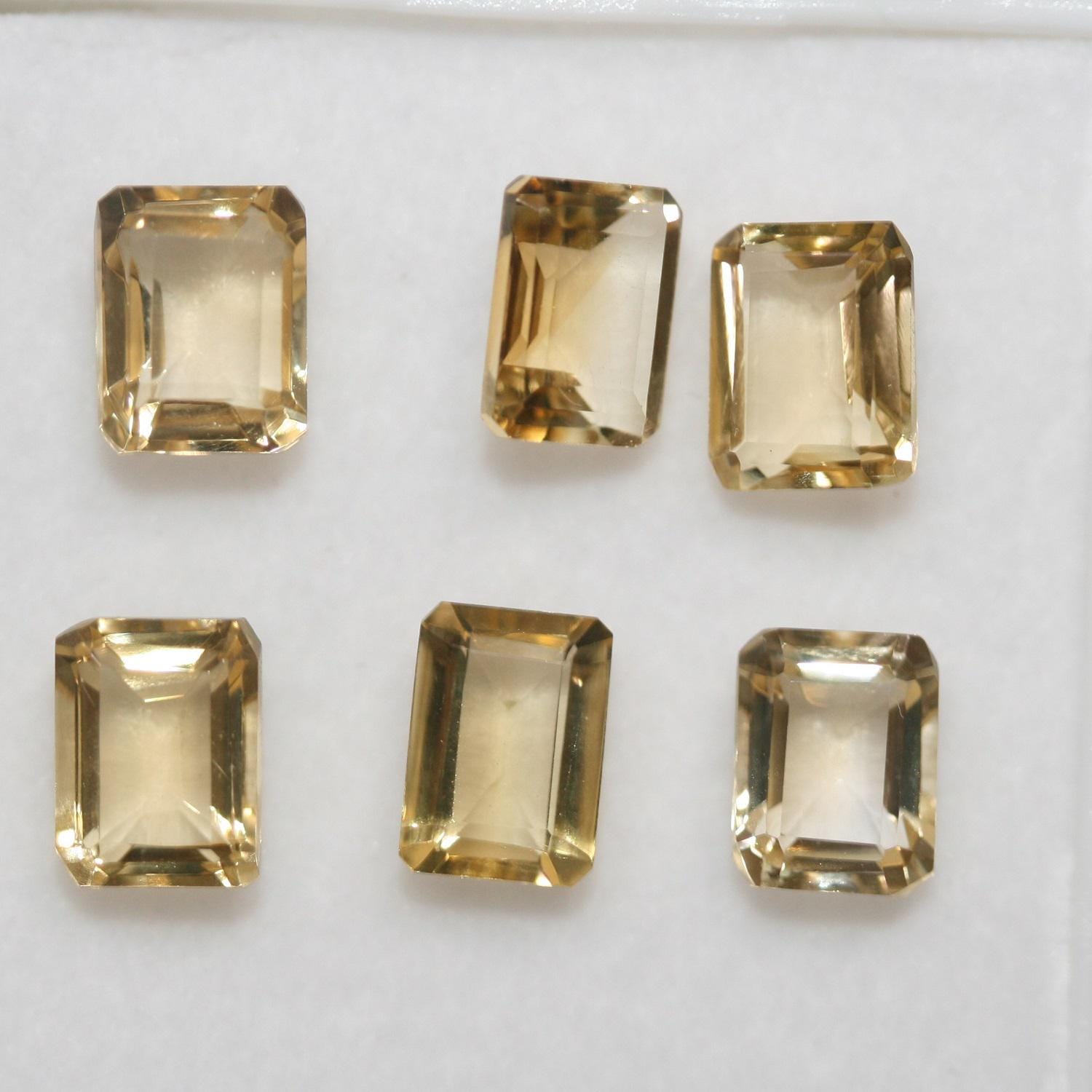 Lote de 6 piezas de citrino facetado rectangular de 6 x 8 mm. (6 uds.)