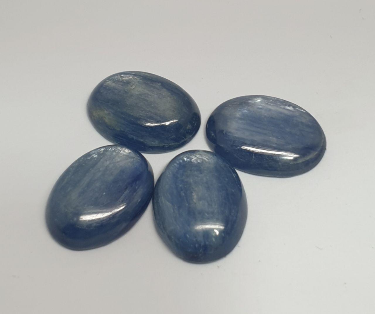 Lote de 4 cabujones ovalados de cianita de 12 x 16 mm (4 piezas)