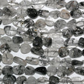 Perles de quartz tourmaline lisses en pépites de 15 pouces, 8-10 mm environ - Longueur du fil : 39 cm.