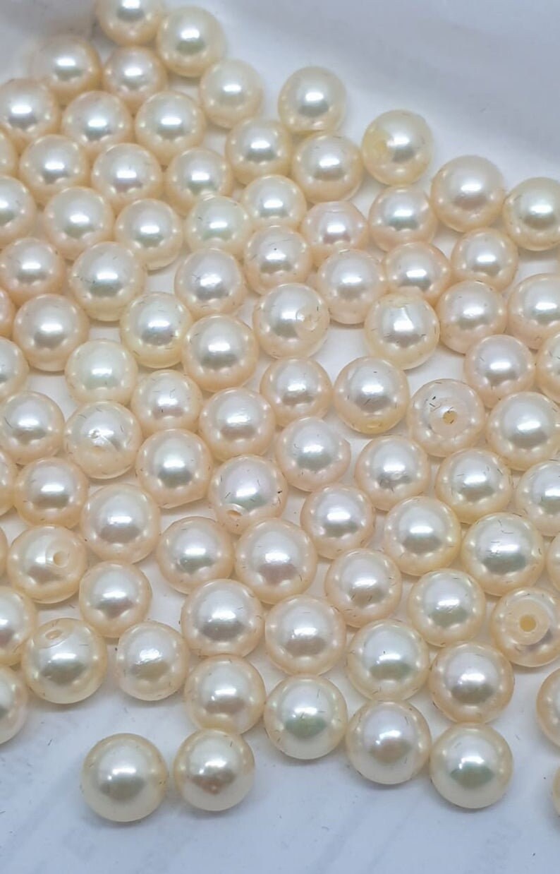 1 Pair Saltwater Top Luster Japanese Akoya Half Drilled Three Quarter 5-5.5mm Round Natural Cultured Pearl-Price Per 1 Pair- Pearl Earring