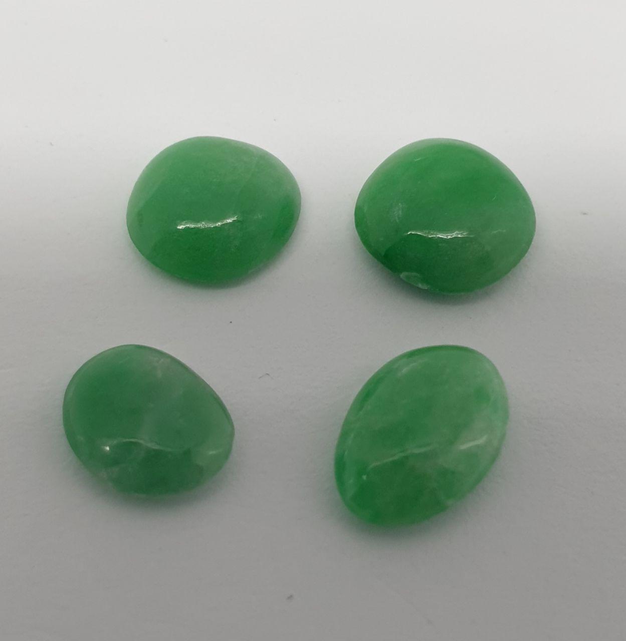 Natural Jadeite Irregular Oval Cabochons Lot 7.5-9mm. Approx.- 4 Pieces