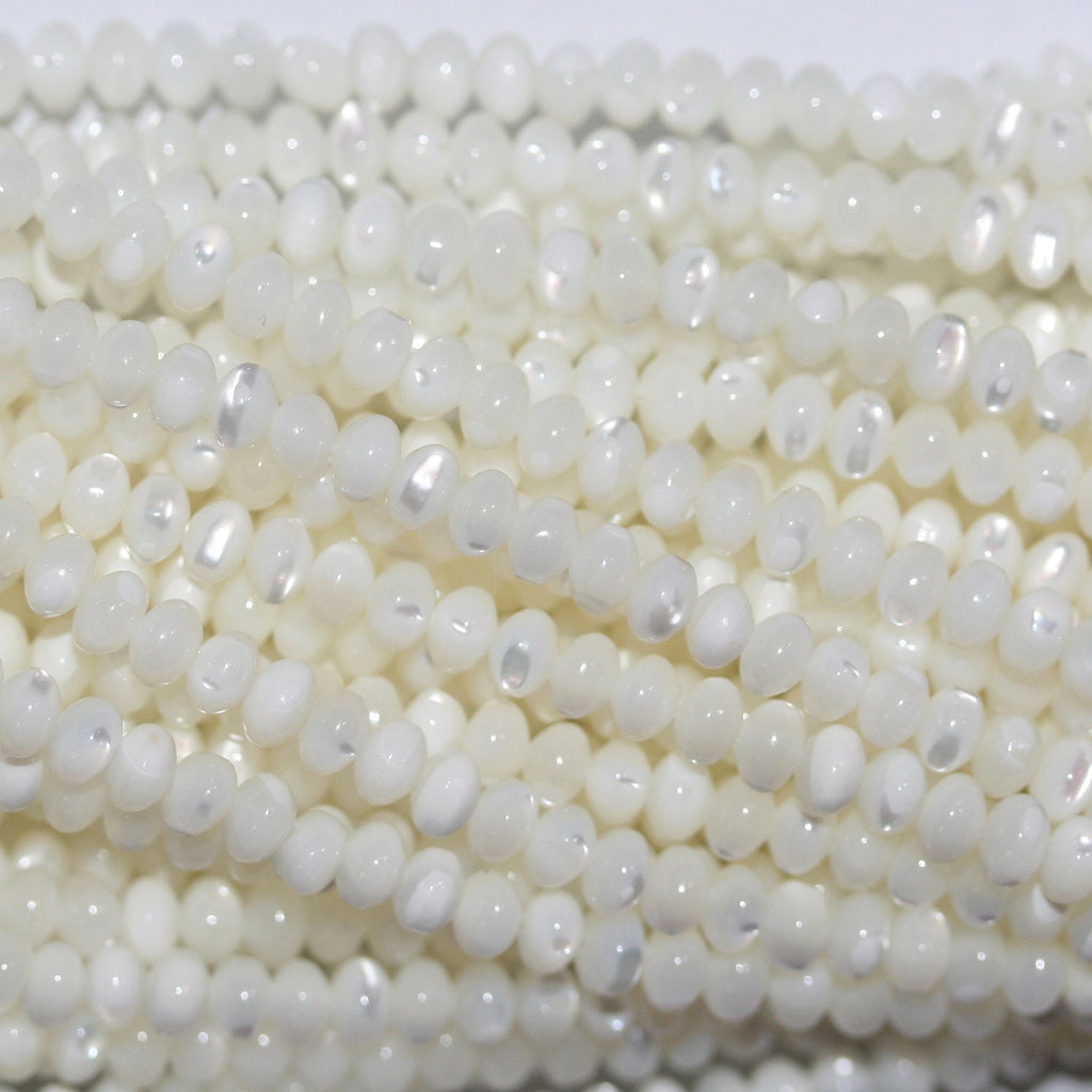 Cuentas redondas lisas St MOP de 16" (4 x 3 mm) - Hilo de 40 cm