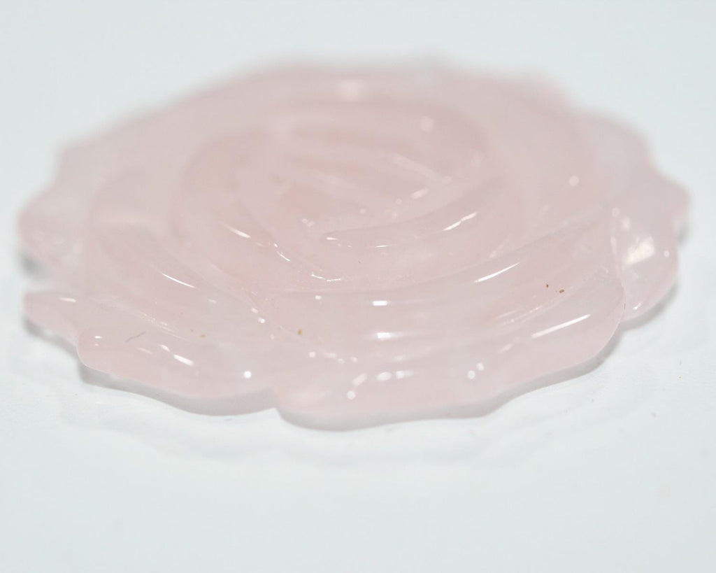 Pendentif fleur sculptée en quartz rose 39 mm - Réf. 14794
