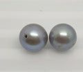 1 Pair Gray  Freshwater Perfect Round Top Luster Half Drilled Pearl  10.-10.5mm  Round Natural  Pearl-Price Per 1 Pair- Pearl Earring