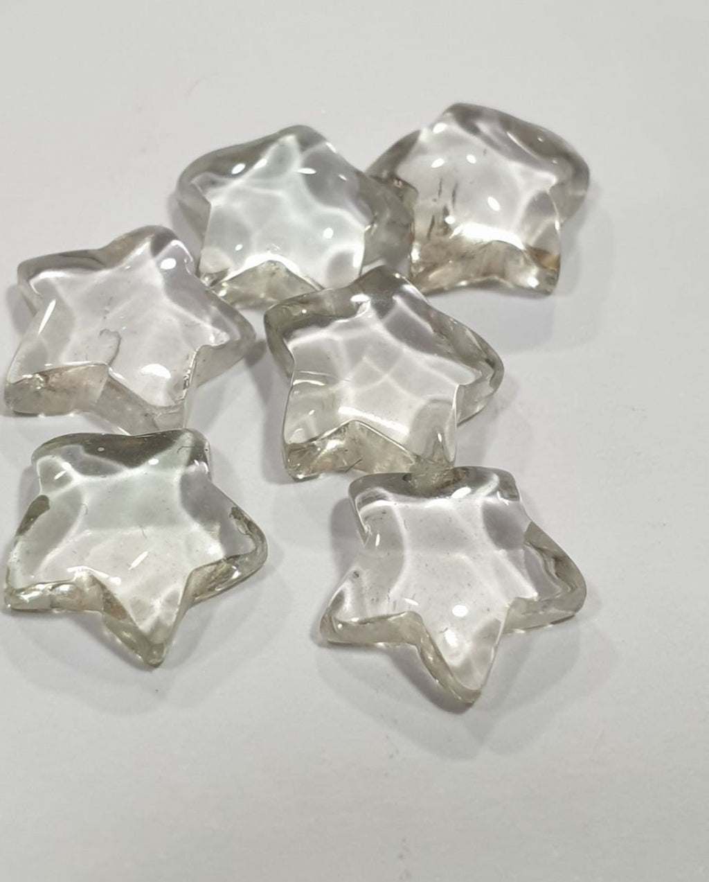 Lote de 6 cabujones de prasiolita verde con forma de estrella de 7,5-8 mm (piedras preciosas naturales)
