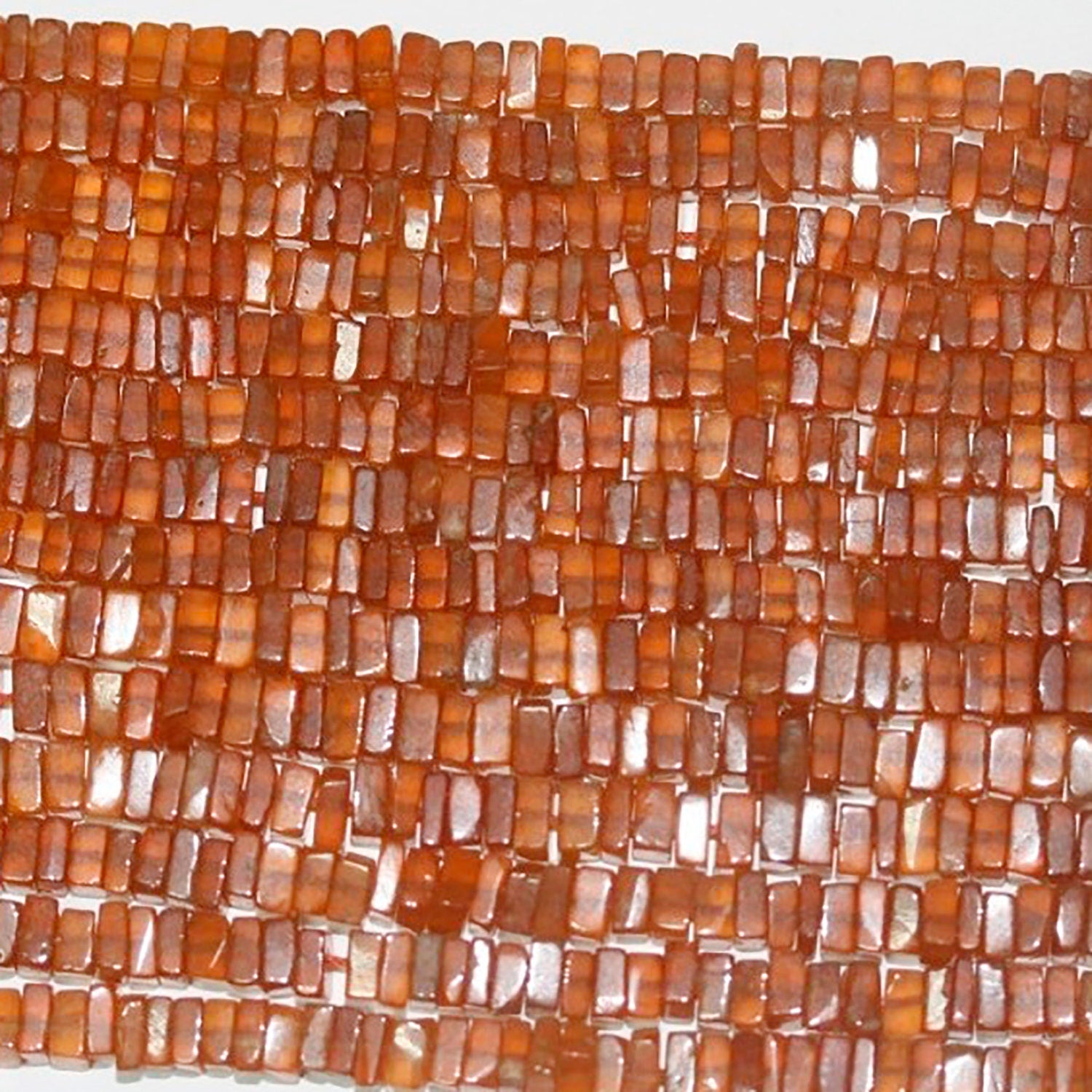 Cuentas cuadradas lisas de granate de San Hessonita de 40 cm (16"), 4 mm (tira de 40 cm)