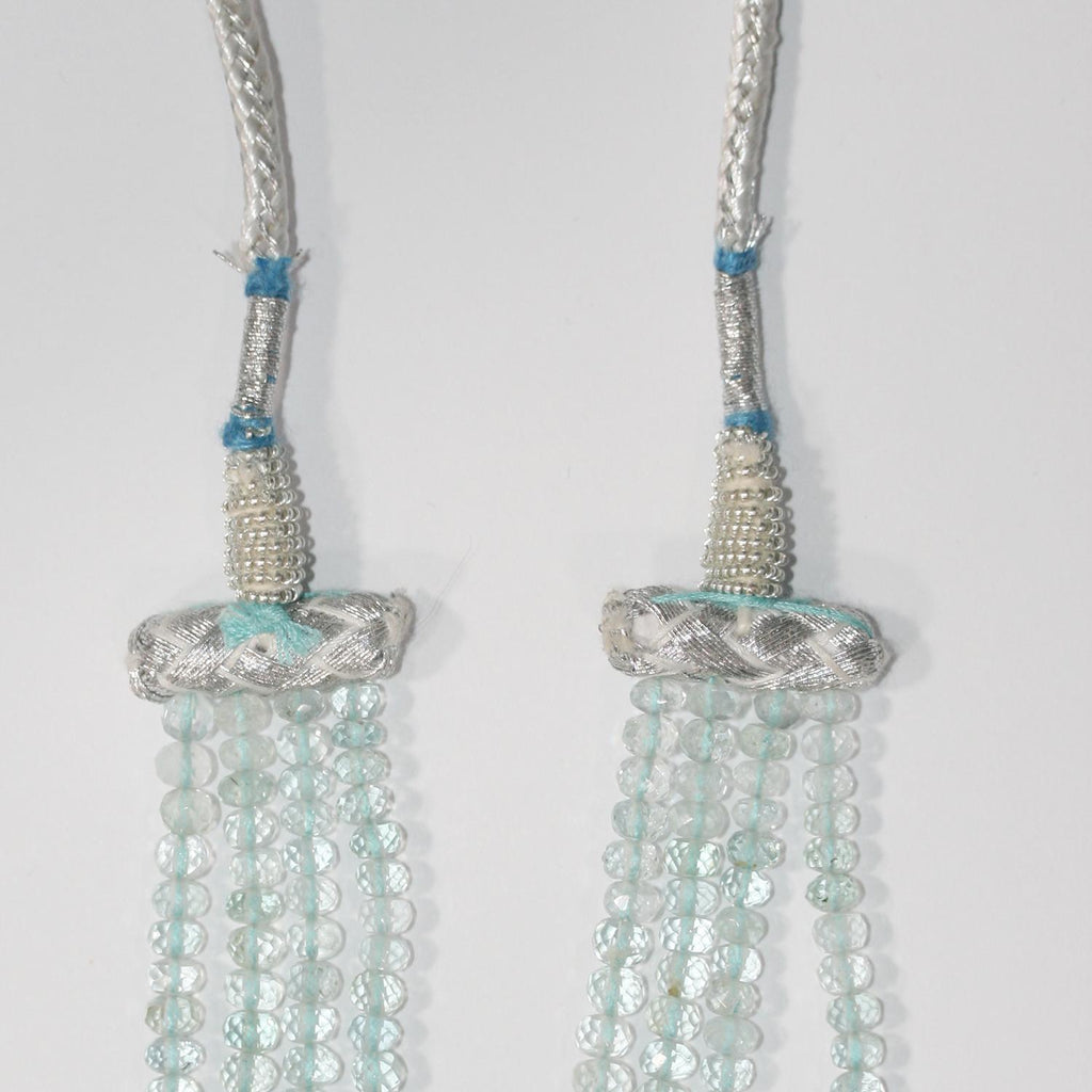 Aquamarine Graduated Faceted Rondelle Necklace 4x3 - 6x4mm.( 4 Strands )