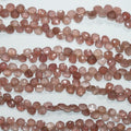 Perles en quartz St Cherry facettées en forme de goutte, 8 pouces, 6 mm. Longueur du fil : environ 20 cm.