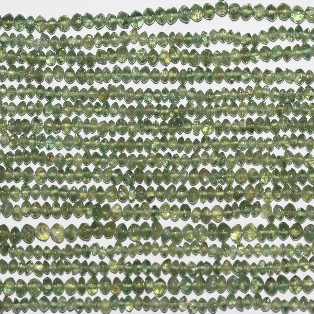 14" St Green Apatite Beads Rondelle Beads 4x3mm.Approx.-Strand 36cm.
