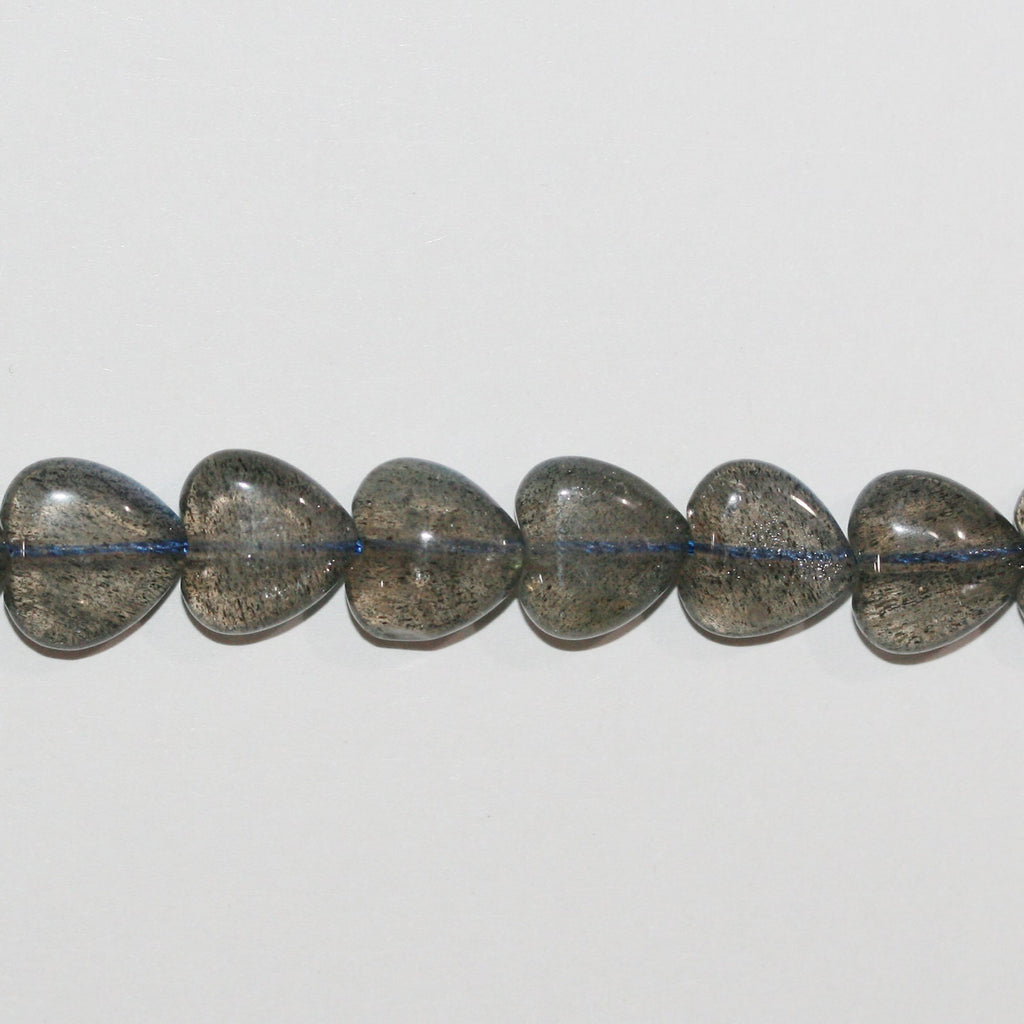 16" Cuentas de corazón liso de labradorita Santa 10 mm. - Hilo 40 cm.