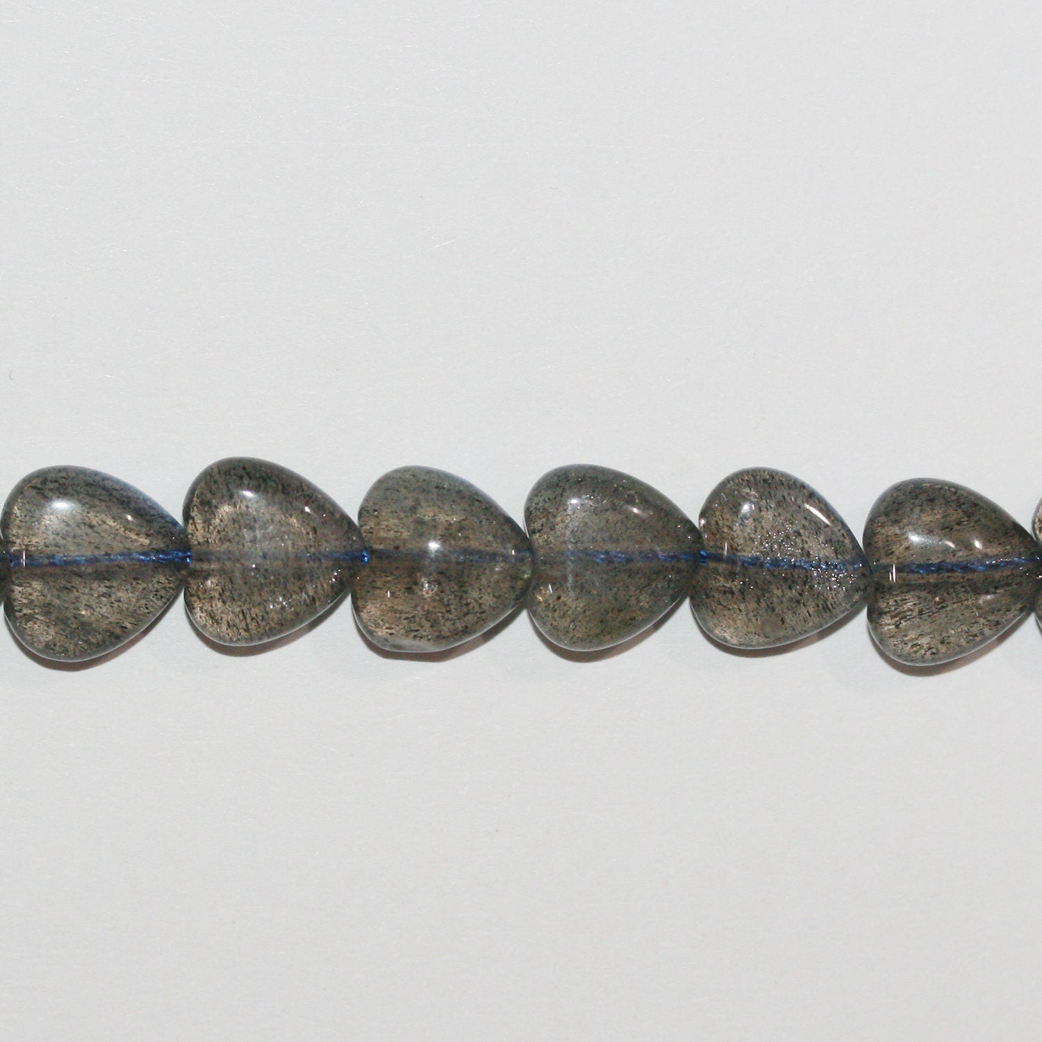 16" Cuentas de corazón liso de labradorita Santa 10 mm. - Hilo 40 cm.