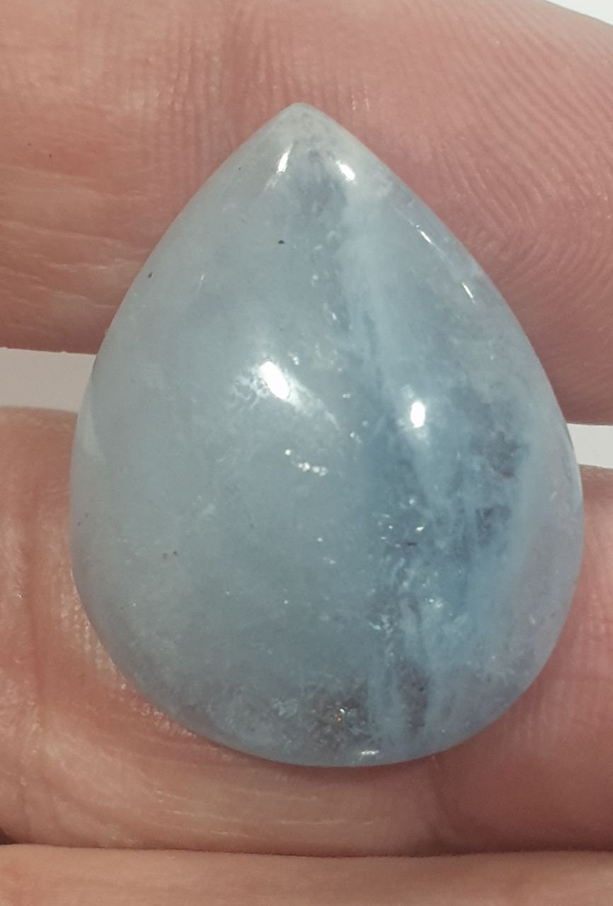 Top Color Natural Undrilled Blue Aquamarine Drop Cabochon  25.7x20.3mm. (31.86ct.) - Pendant Tear Drop