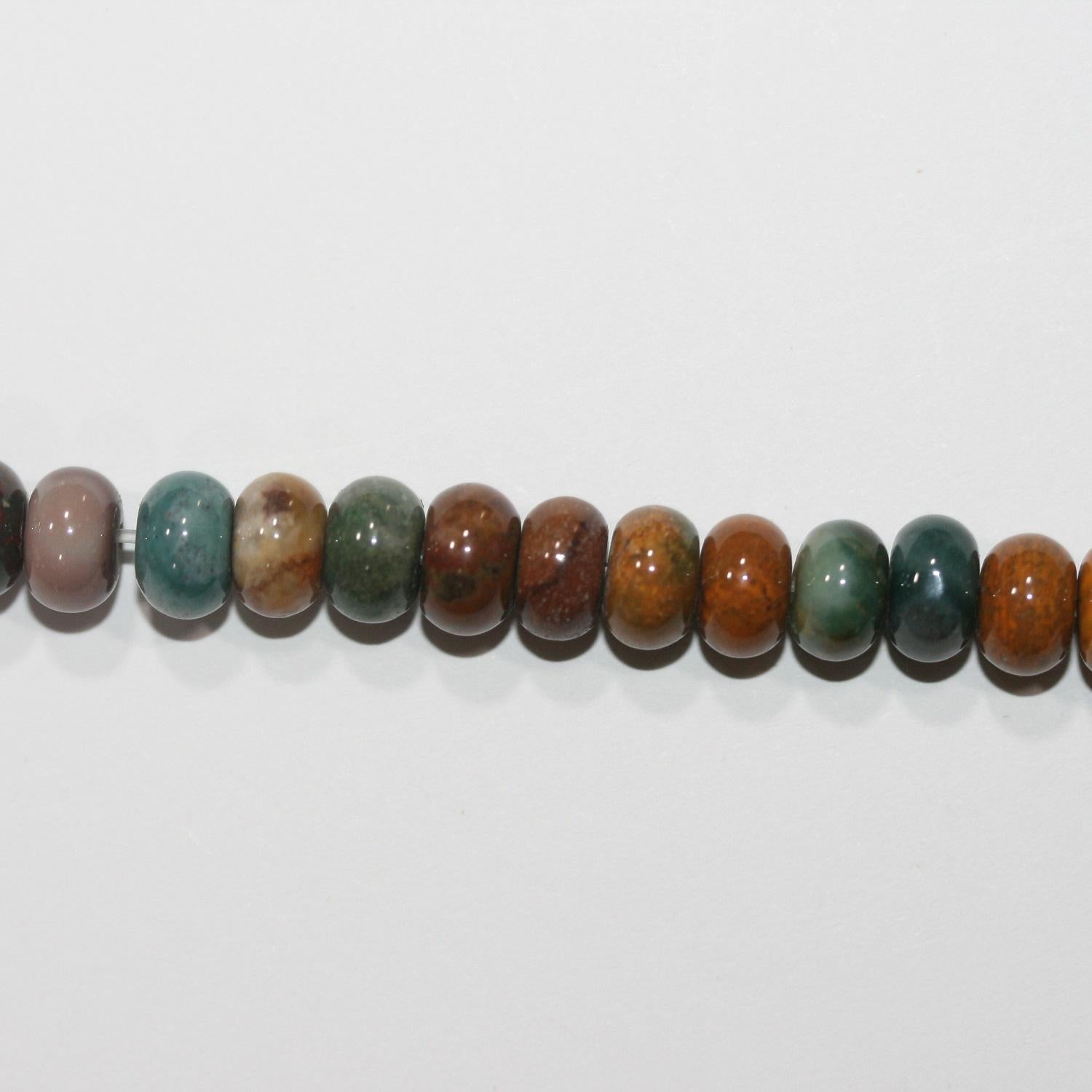 Perles rondelles lisses en jaspe St Ocean 15" 8x5mm.-Rig 39cm.