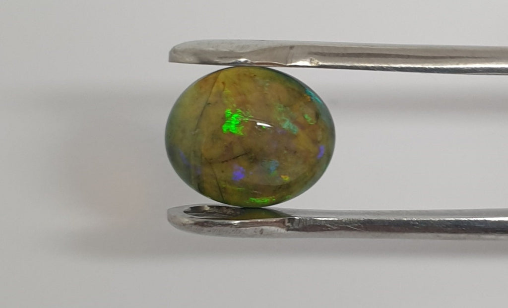 AAAS Black Oval  Opal Cabochon 13.4x11.3mm 3.57ct - Natural Untreated Gemstone - Opal Cabochon