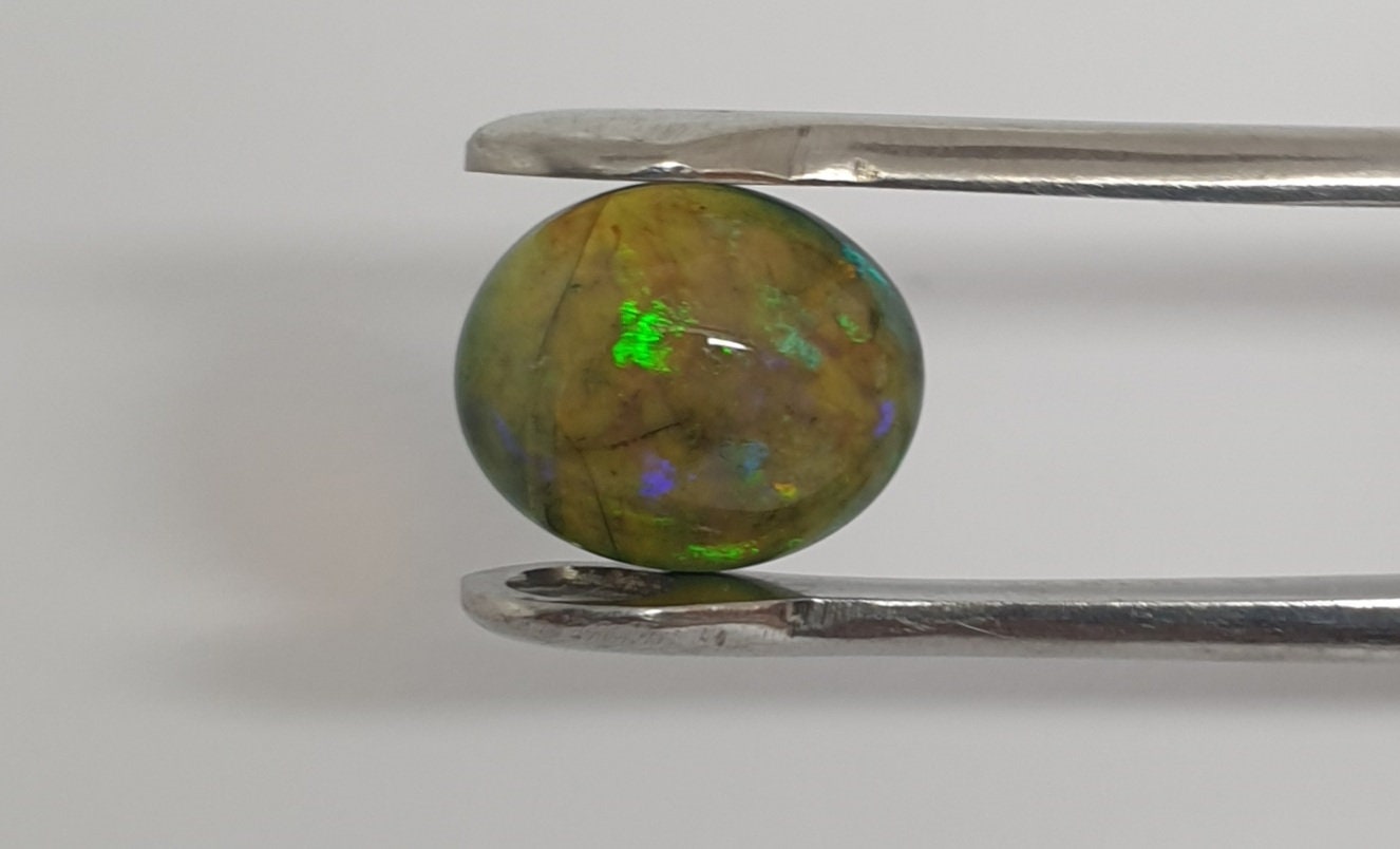 AAAS Black Oval  Opal Cabochon 13.4x11.3mm 3.57ct - Natural Untreated Gemstone - Opal Cabochon