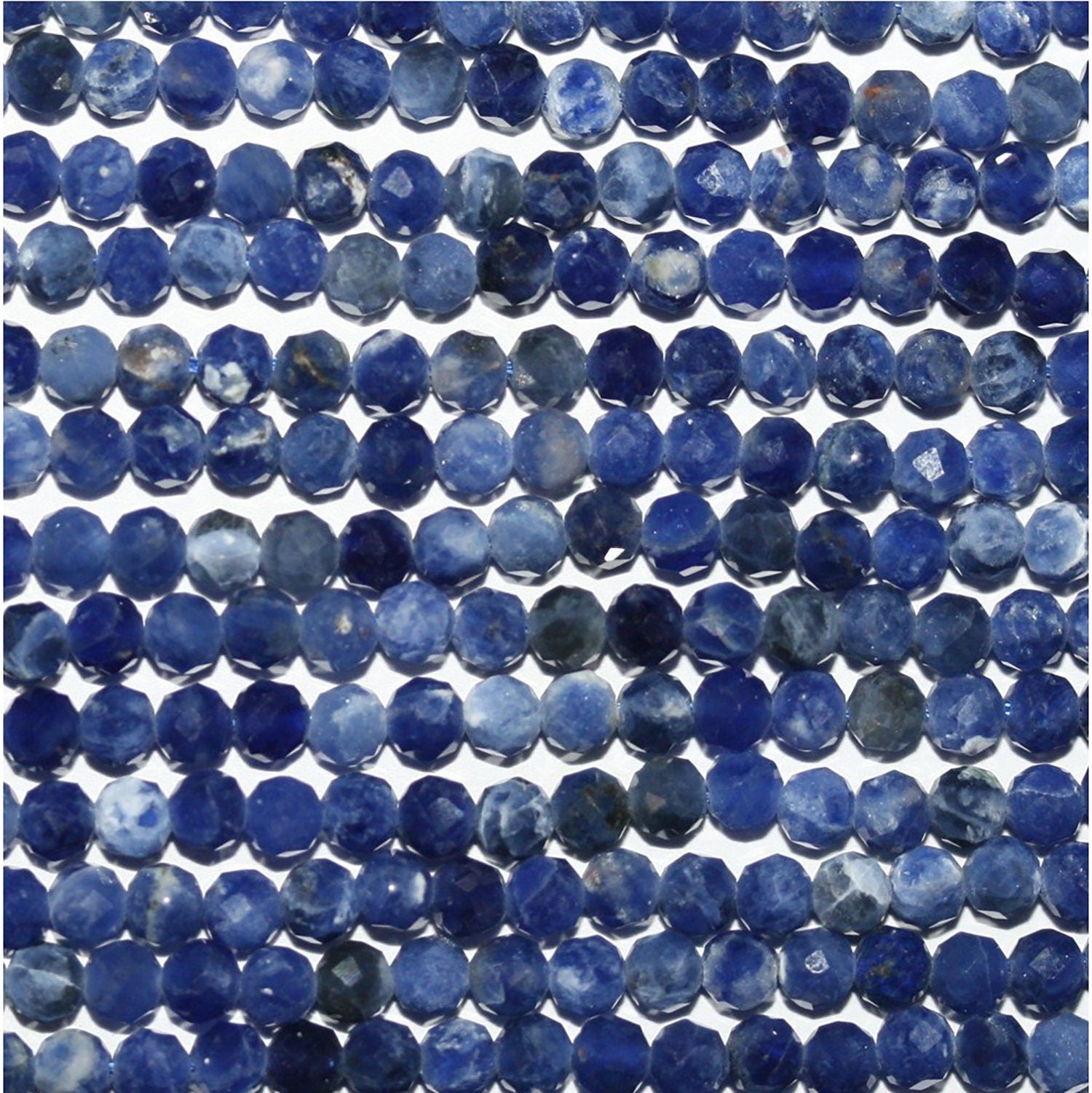 Perles rondes à facettes en sodalite St de 14 pouces (4 mm) - Fil de 38 cm