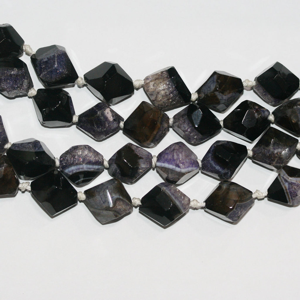 Cuentas de pepita facetadas de ágata con rayas moradas de 16" de 18 x 15 mm, aprox. - Hilo de 40 cm.