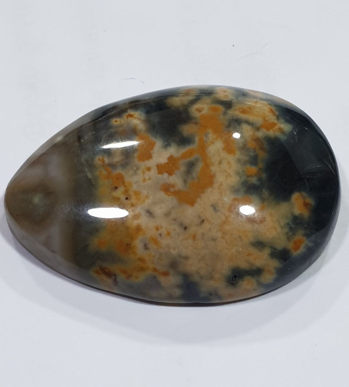 Cabochon en jaspe océan AAA en forme de goutte, 36,6 x 27 mm, 64,26 ct - Pièce de créateur - Pièce unique