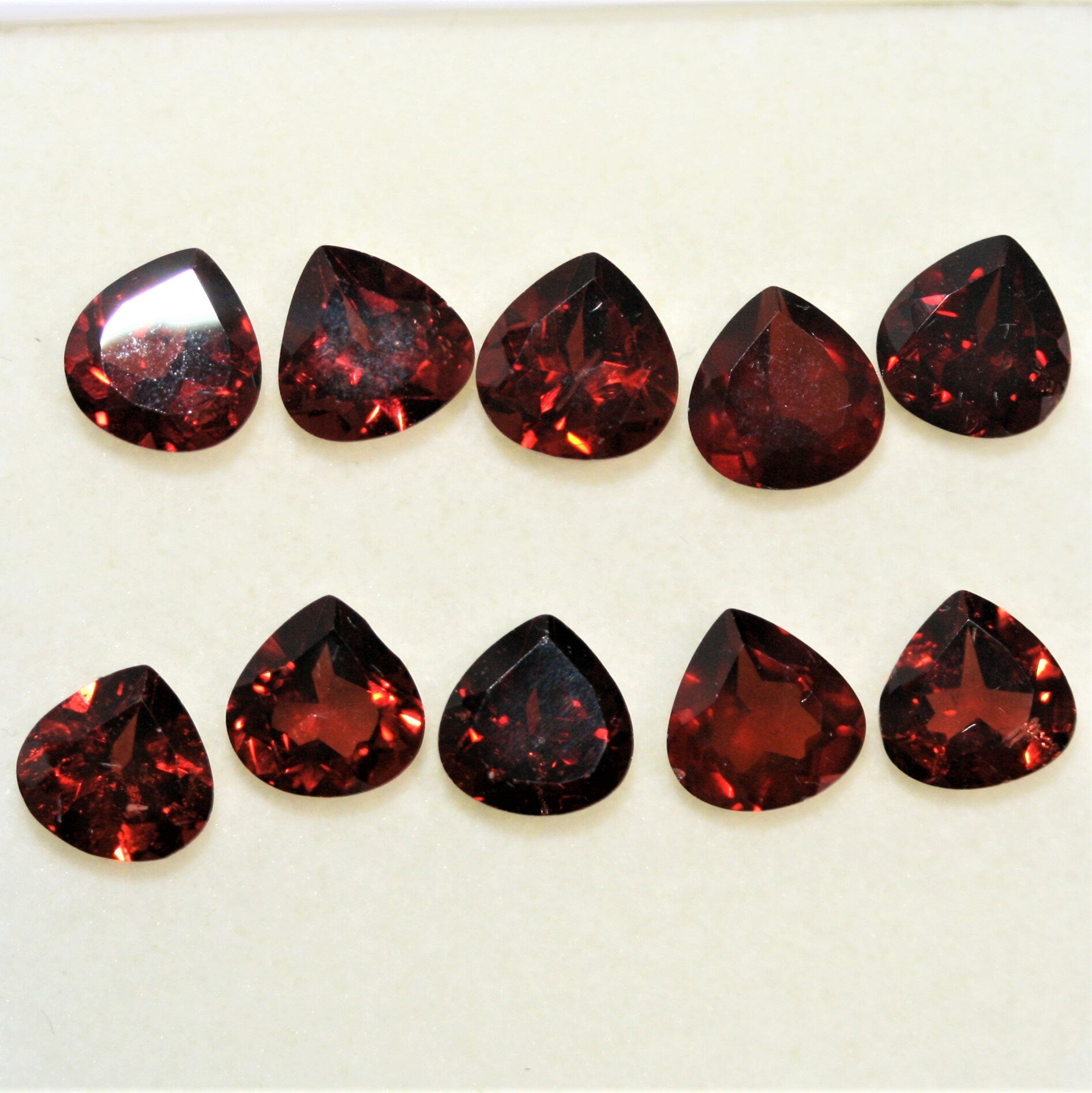 10 Pcs Lot Garnet Faceted Drop 6mm. (10 Pieces)