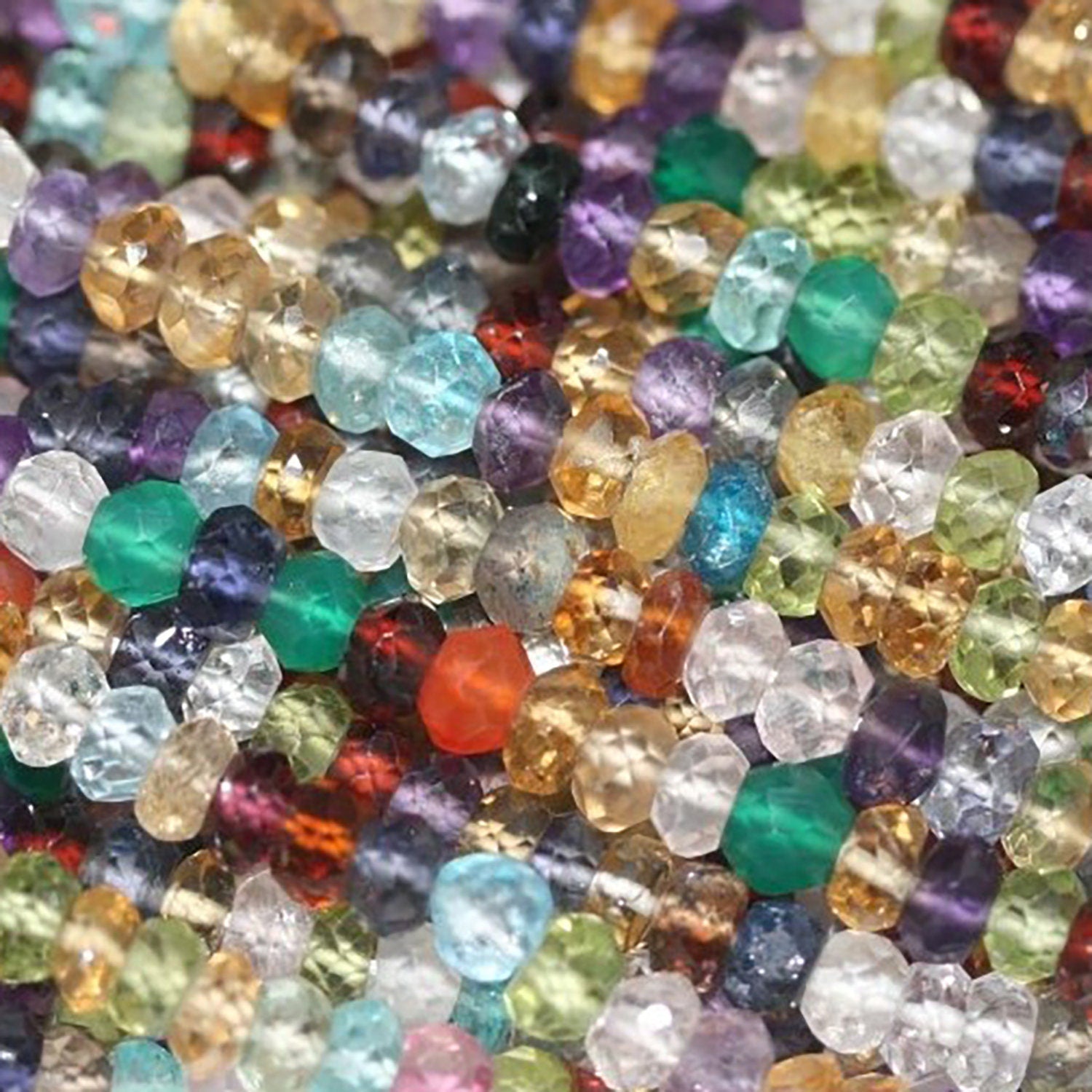 14" St Multi Stone Faceted Rondelle Beads 4x3 mm.-Strand 36cm