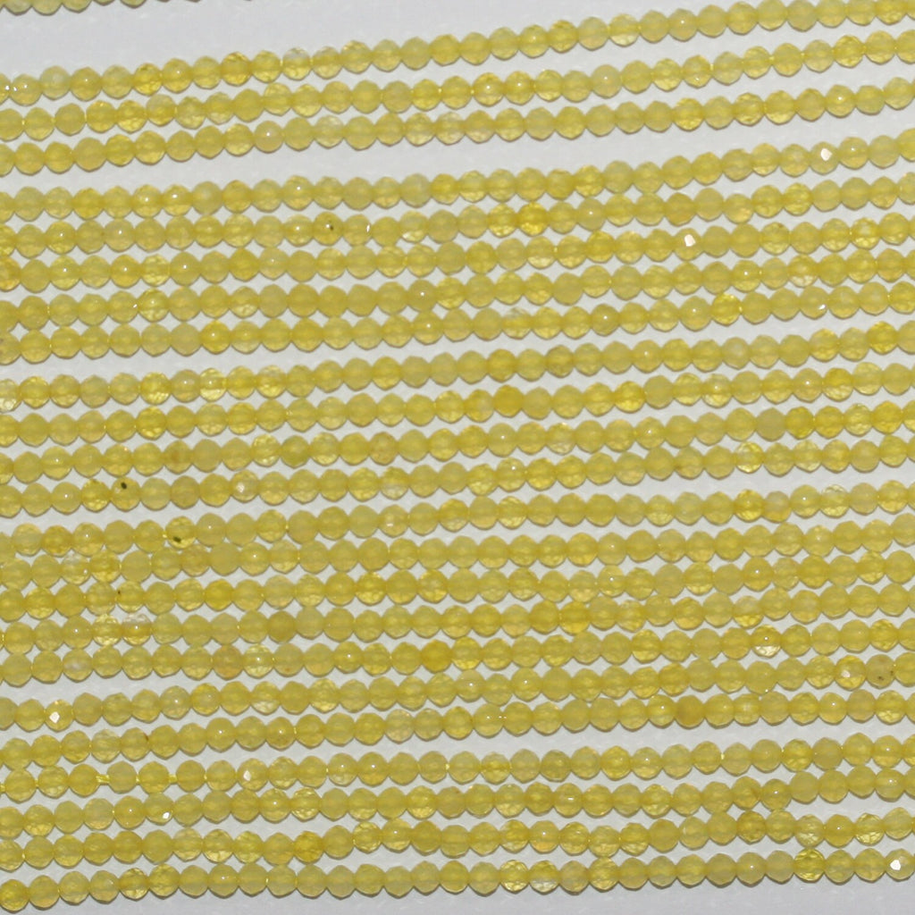 Perles rondes à facettes en agate jaune St de 15 pouces (2 mm) - Fil de 39 cm