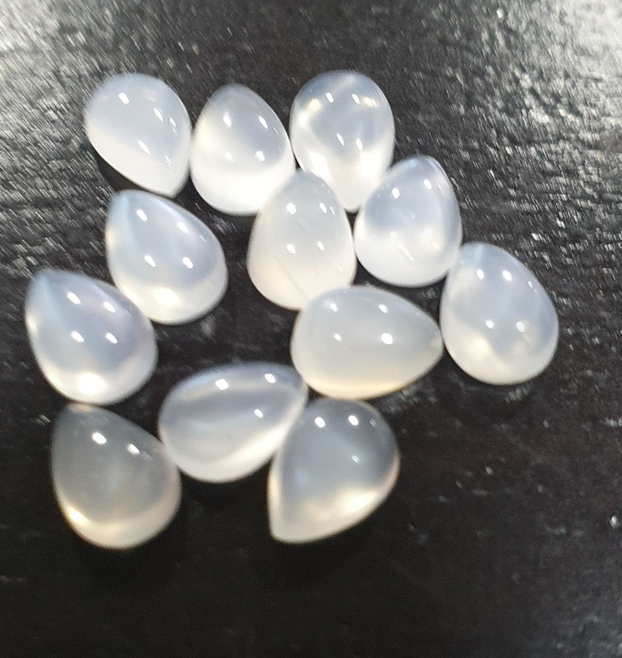 12 Pcs Lot White Moonstone Pear Cabochon 7x5mm. (12 pcs.)