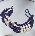 Bracelet en macramé avec améthyste AAA 4 mm et perle d'eau douce 6 mm - Fournisseur de bijoux en perles de pierres précieuses - Pouvoir de guérison - Améthyste - Perle - Lustre exceptionnel