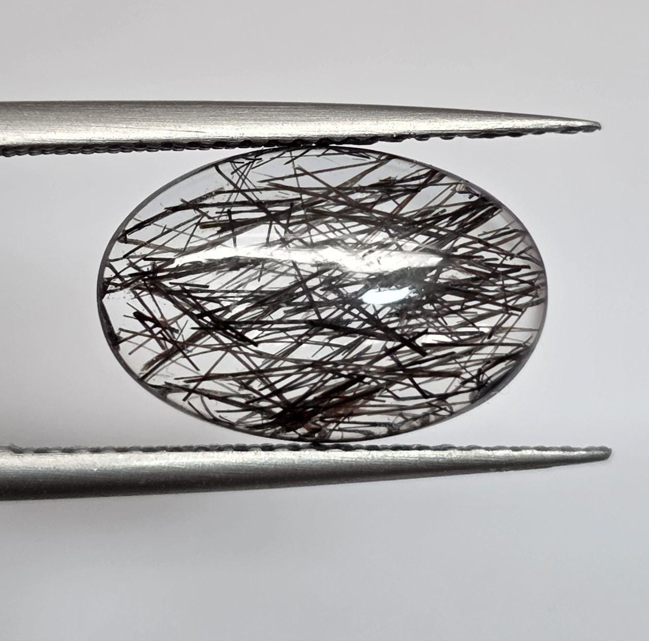 AAA Top Quality Tourmalinated Quartz   Cabochon 14.8x9.7mm Fine Quality Rare and Clear 3.95ct