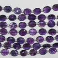 Cuentas ovaladas facetadas de amatista de 8" (9 x 7 mm) - Hilo de 20 cm