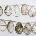 Perles en quartz rutile facettées de 23 x 17 mm (environ) - Longueur du fil : 21 cm - Réf. 14886