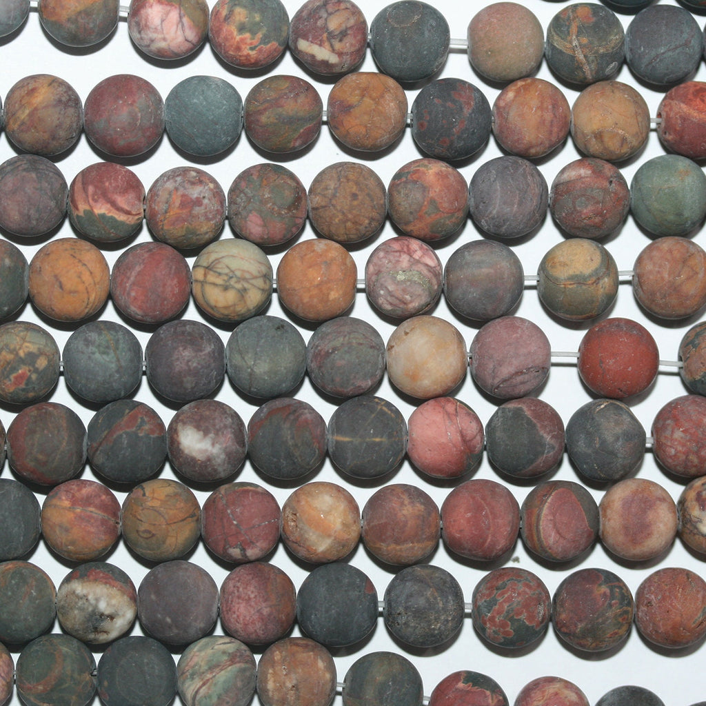 14" St  Picasso Jasper Matte Finish Round Beads 6mm.-Strand 38cm.