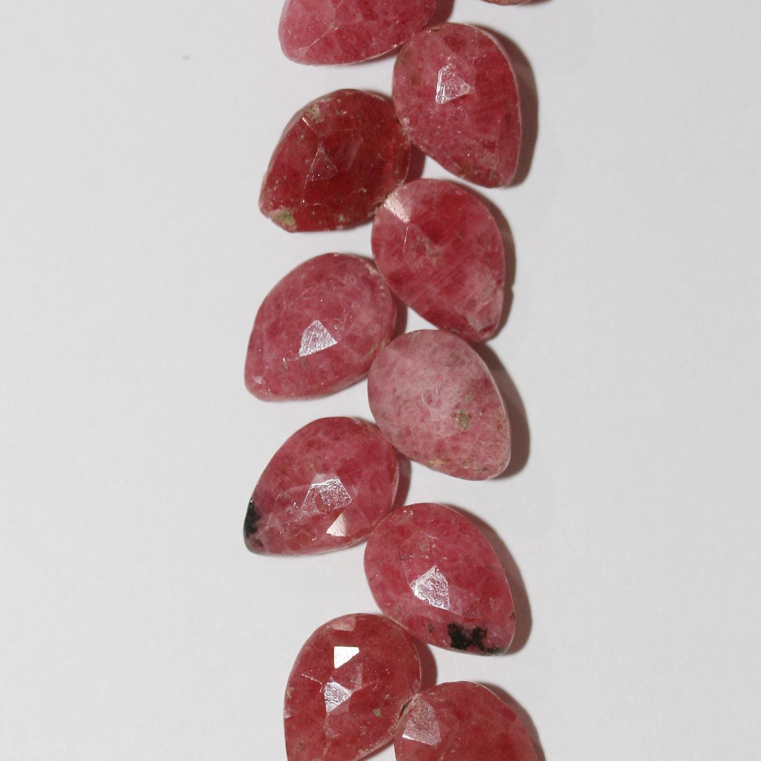 Cuentas de rodonita facetadas de 8" (10 x 6 mm) - Hilo de 20 cm