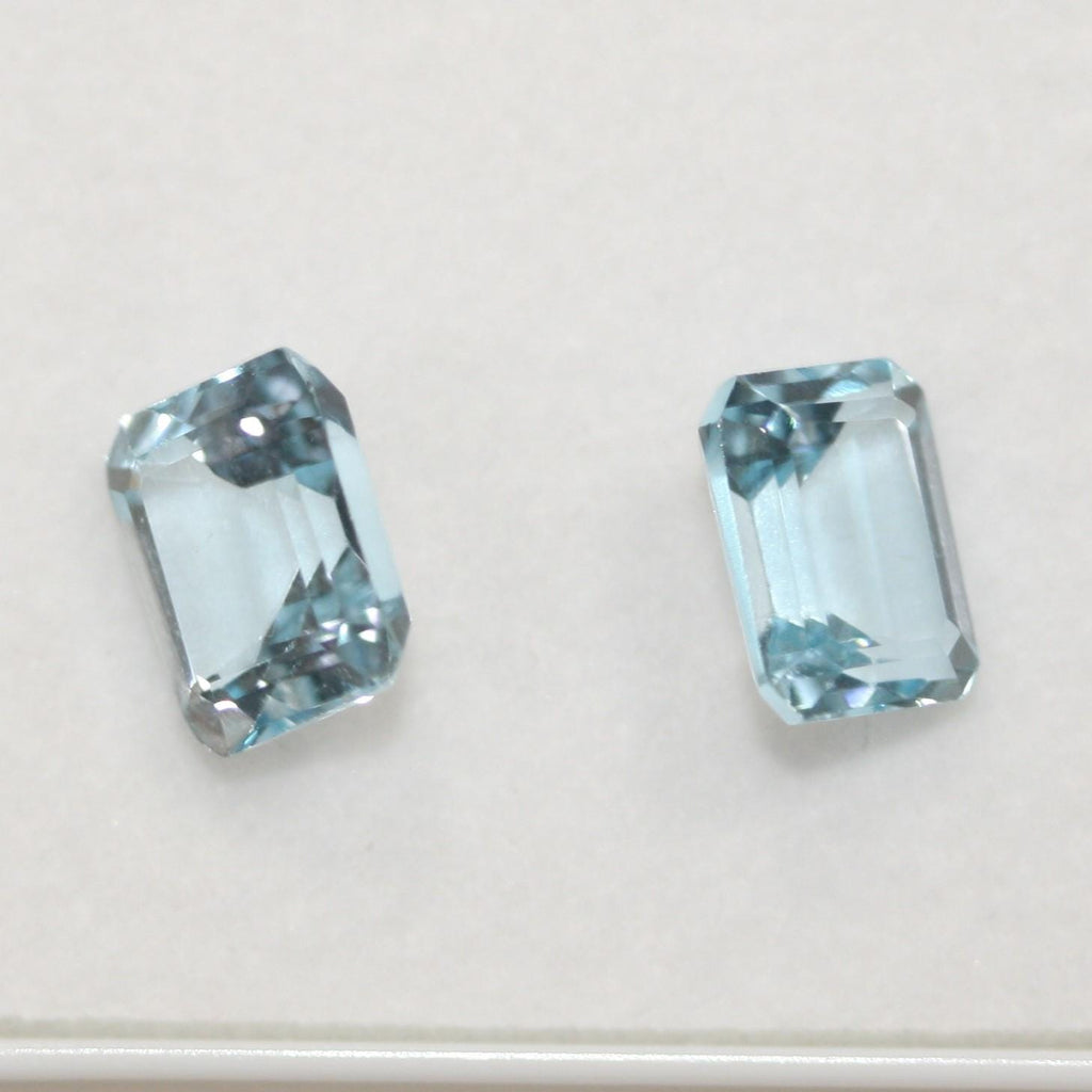 2Pcs Lot Blue Sky Topaz Faceted Octagonal 10x8mm. (2 Pcs).