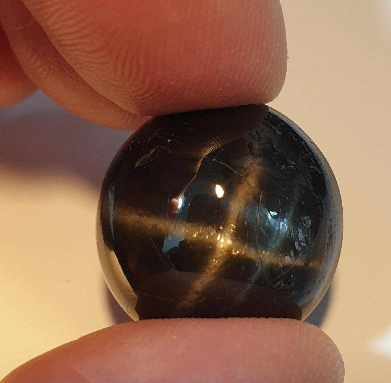 Black Star Diopside Perfect Asterism Round Cabochon TOP Quality 20.5mm 39.7ct - Perfect Star