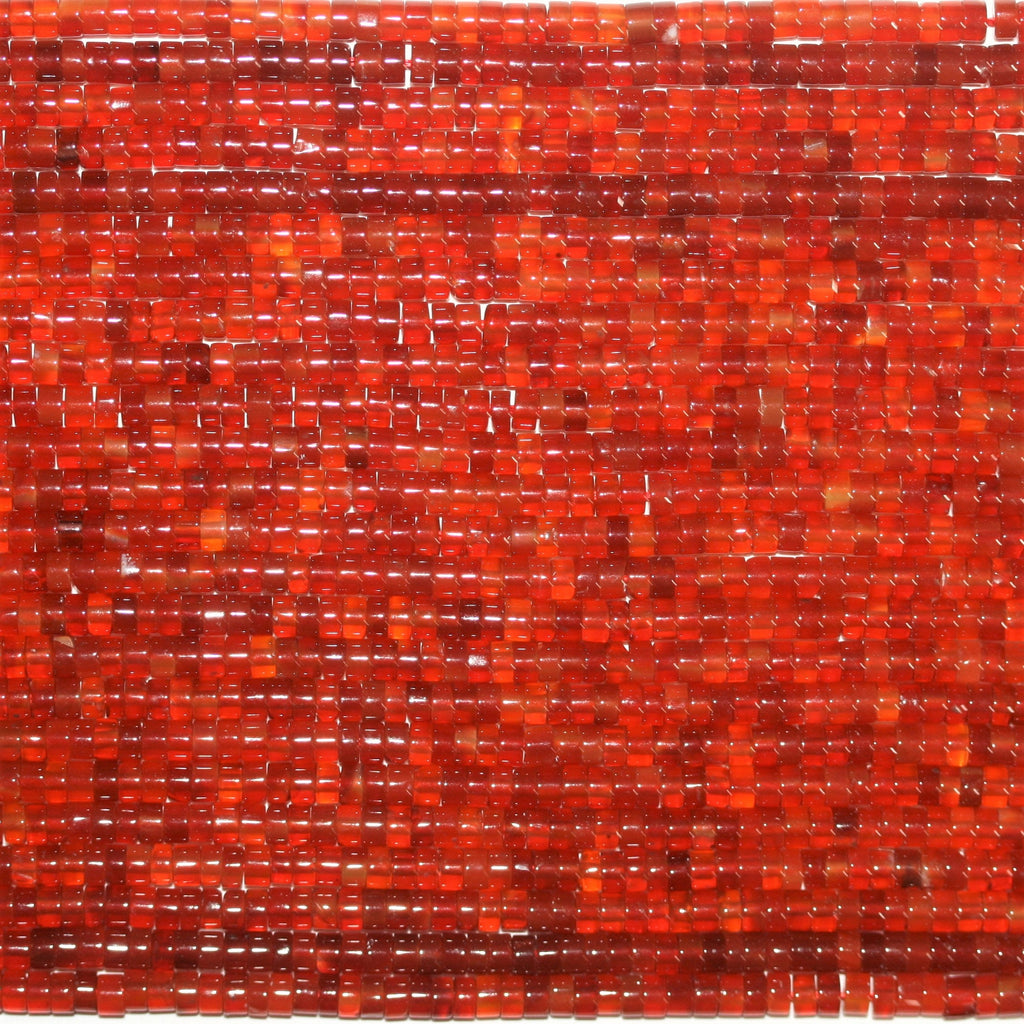 Perles disques lisses en cornaline St 15" 4x2mm.- Brin 39 cm.