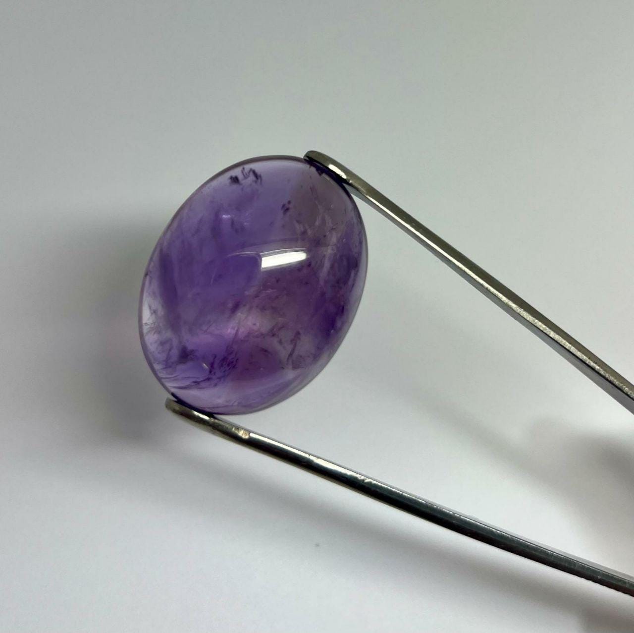 Big Brazilian Amethyst Oval Cabochon 34.3x26.62x14.3mm. (92.37ct.) - Deep Color Amethyst-Untreated Gem