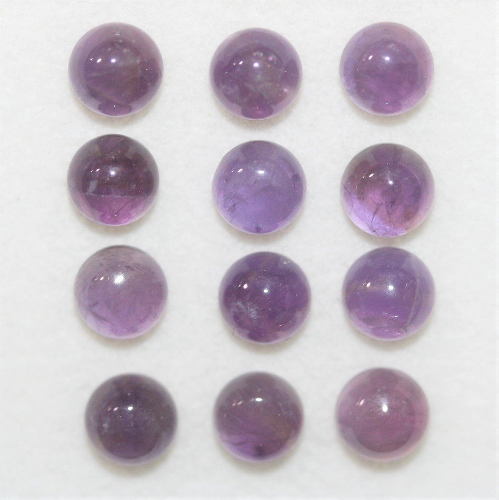 12 Pcs lot Amethyst Round Cabochon 6mm. (12 pcs.)