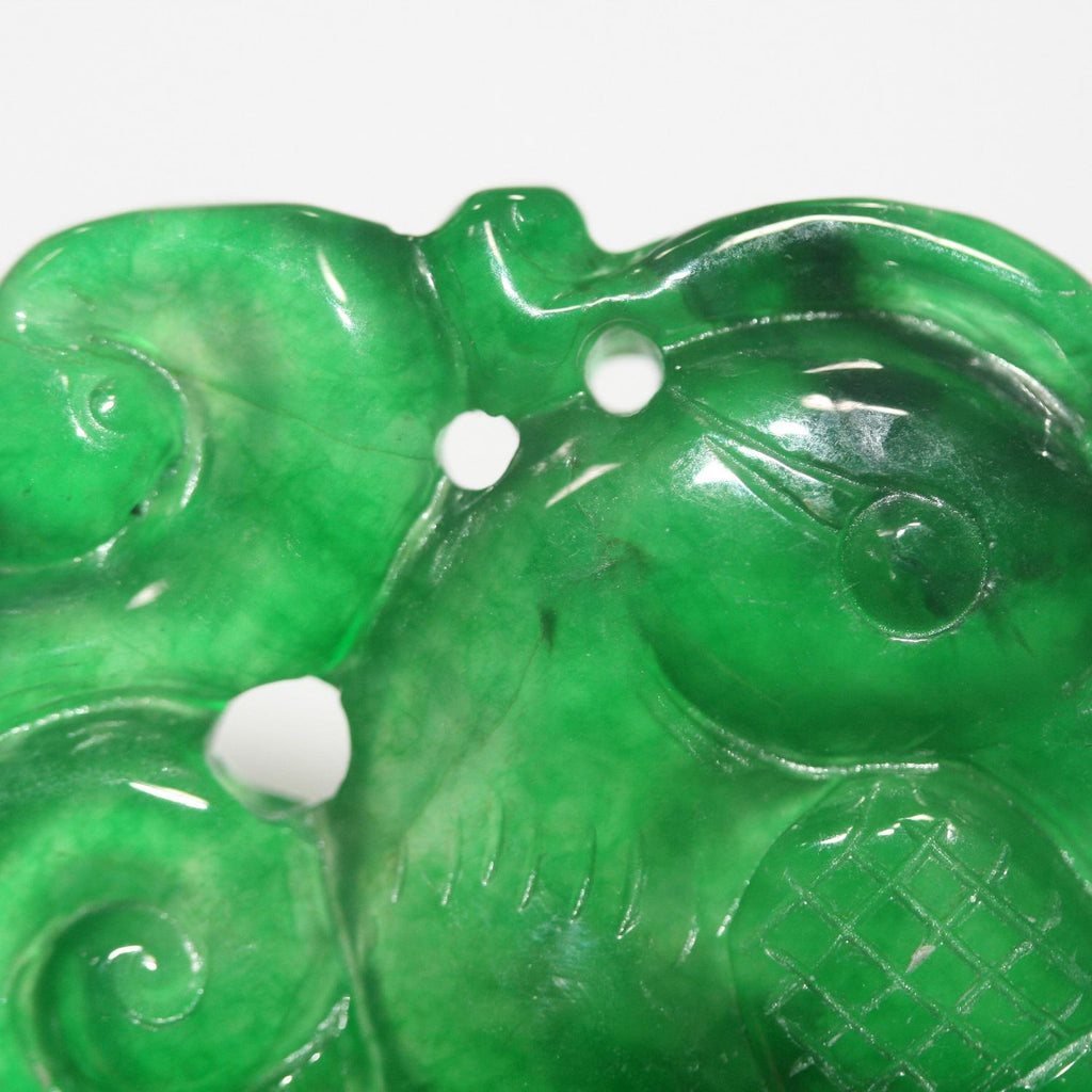 Hermoso y enorme colgante de jade verde tallado a mano, grande y pesado, de 68 x 40 mm. Piedras preciosas. Joyería DIY.