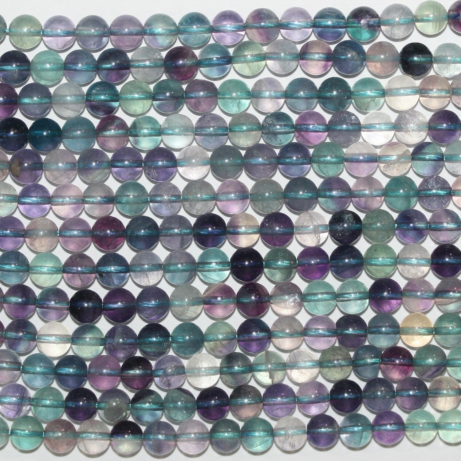 14" St Fluorite Smooth Round Beads 10mm.-Strand 38cm