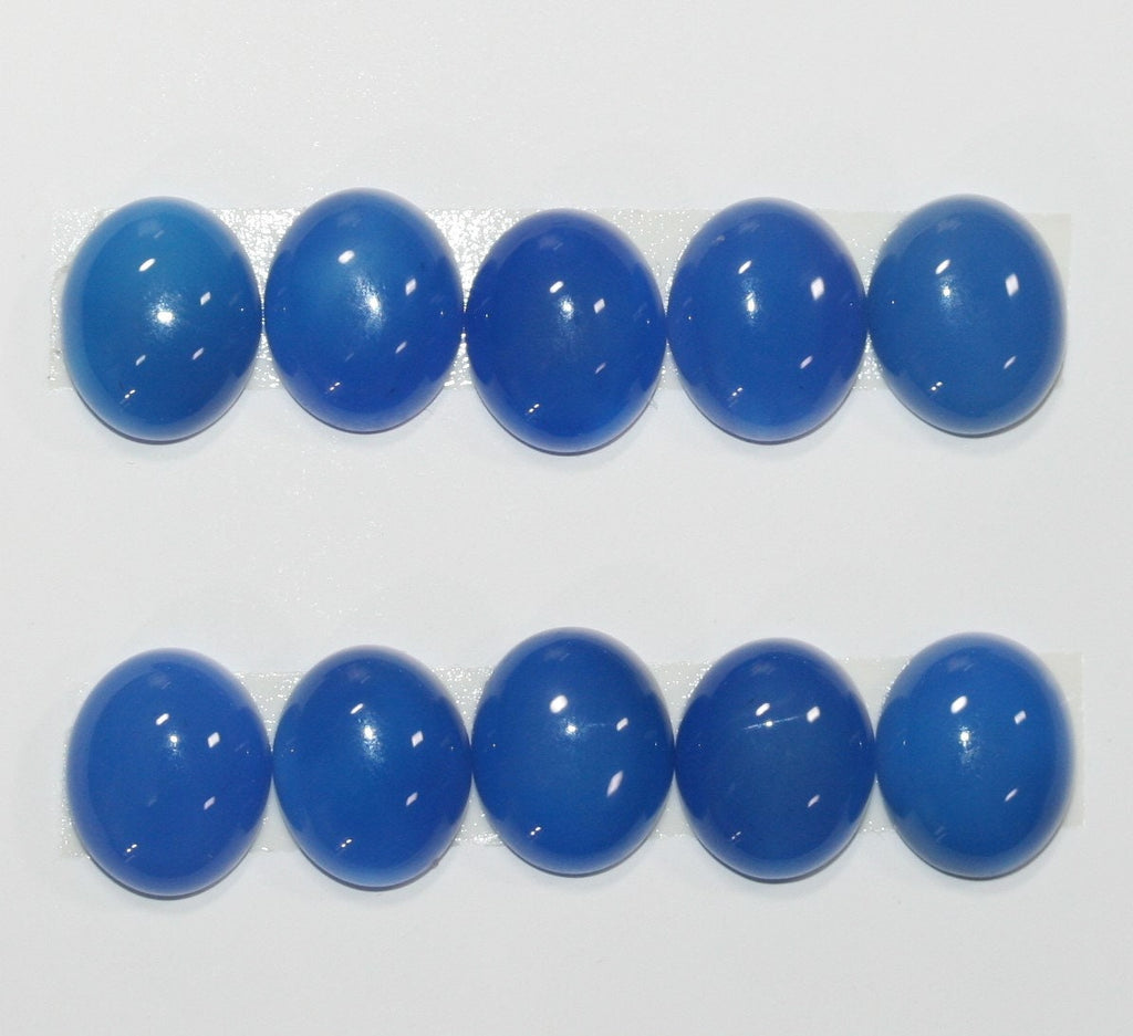 10Pcs Lot Blue Agate Oval Cabochon 12x10mm (10 Pcs)