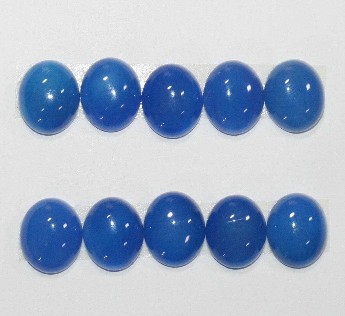 10Pcs Lot Blue Agate Oval Cabochon 12x10mm (10 Pcs)