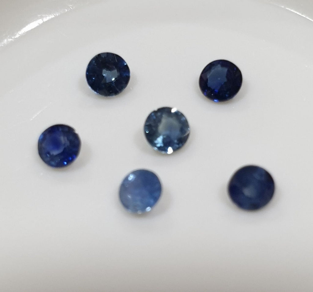 Lote de 6 zafiros azules redondos facetados de 2,7 mm - Paquetes de gemas - Piedras sueltas al por mayor - Gemas naturales