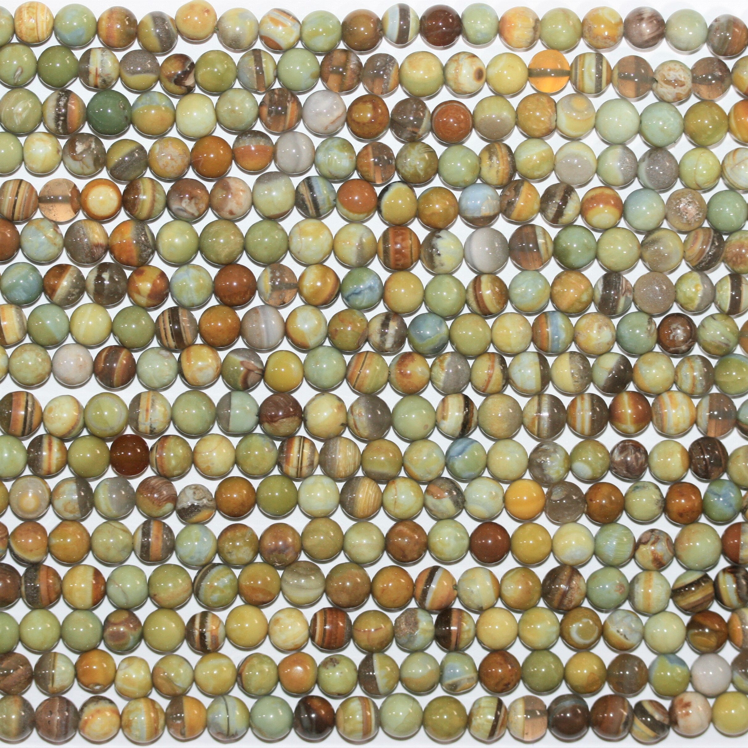 16" St Cuentas Redondas Lisas de Ópalo Azul Verdoso 7 mm - Hilo 40 cm.