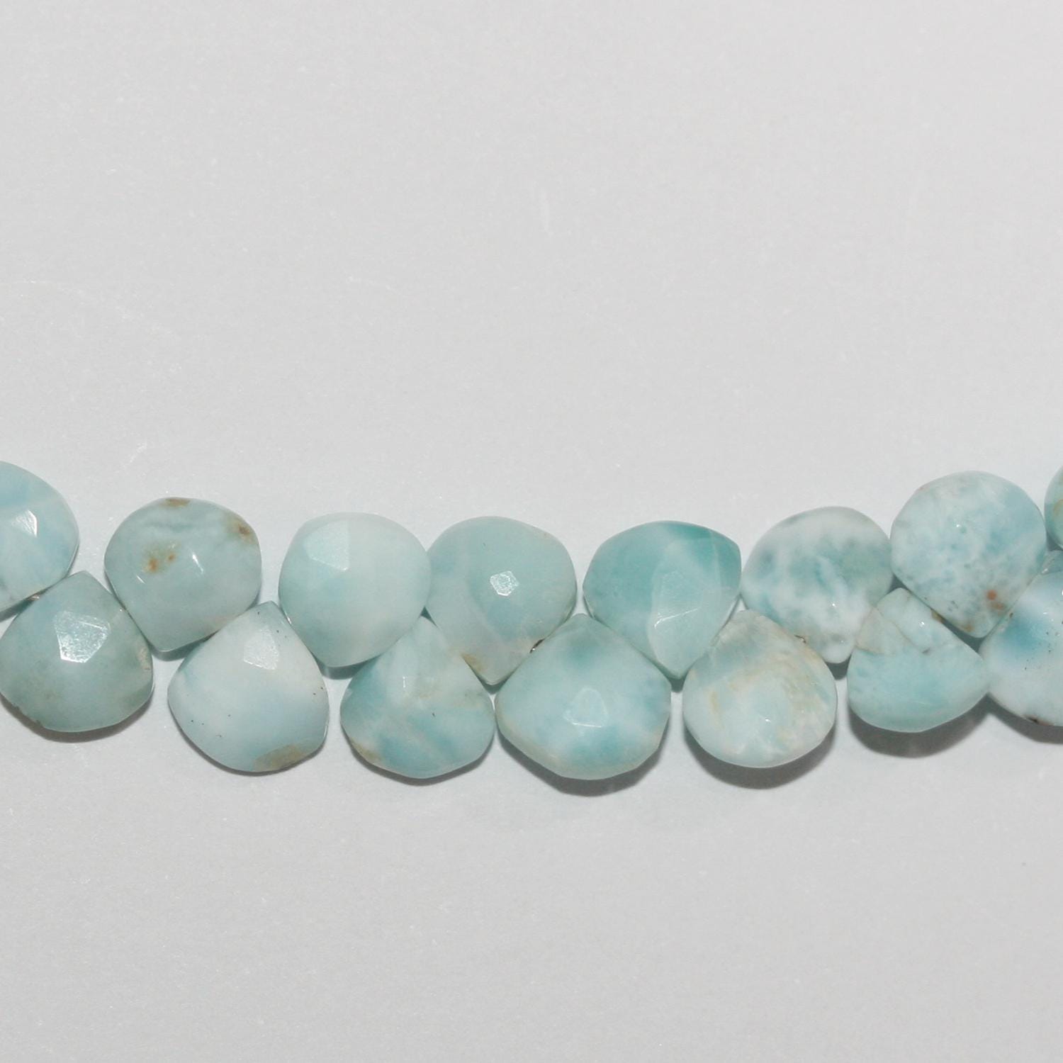 Perles en larimar St à facettes en forme de goutte de 8 pouces, 6-7 mm environ. - Fil de 20 cm.