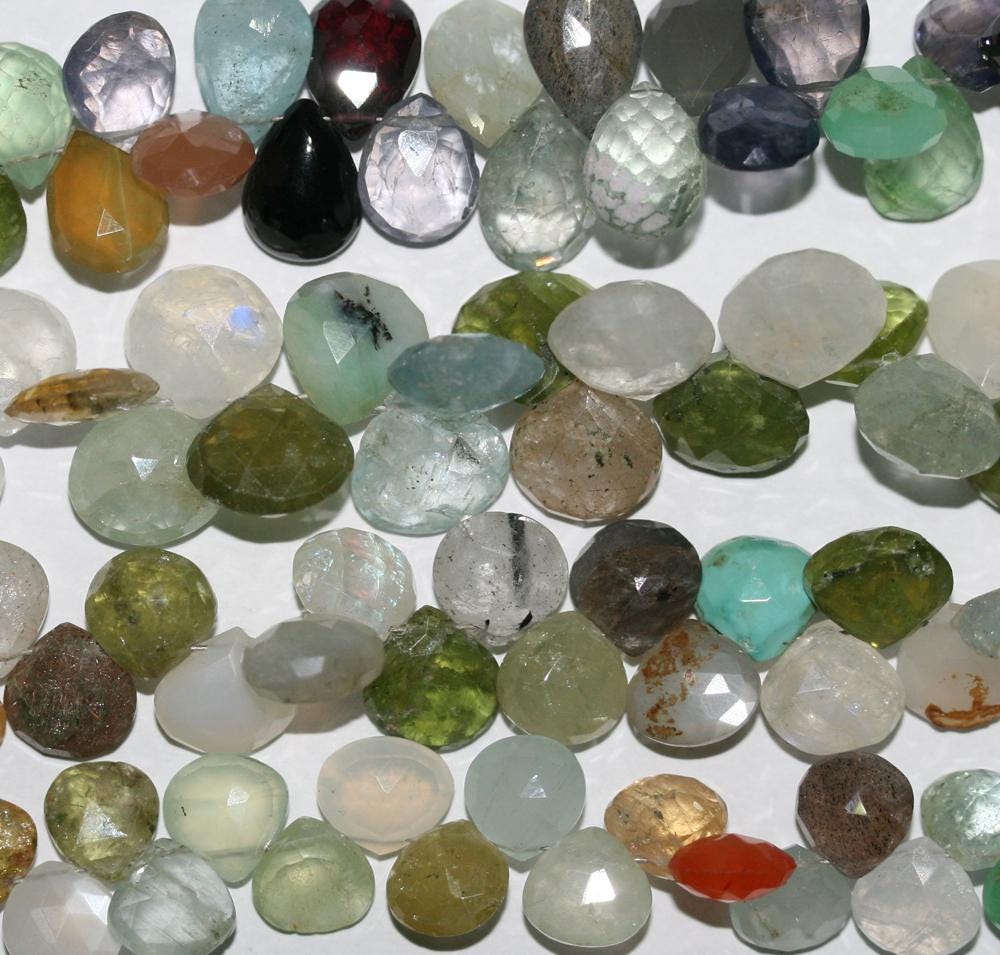 Cuentas facetadas multipiedra de 18 cm (7"), 9-10 mm (aprox. - Hilo de 20 cm)