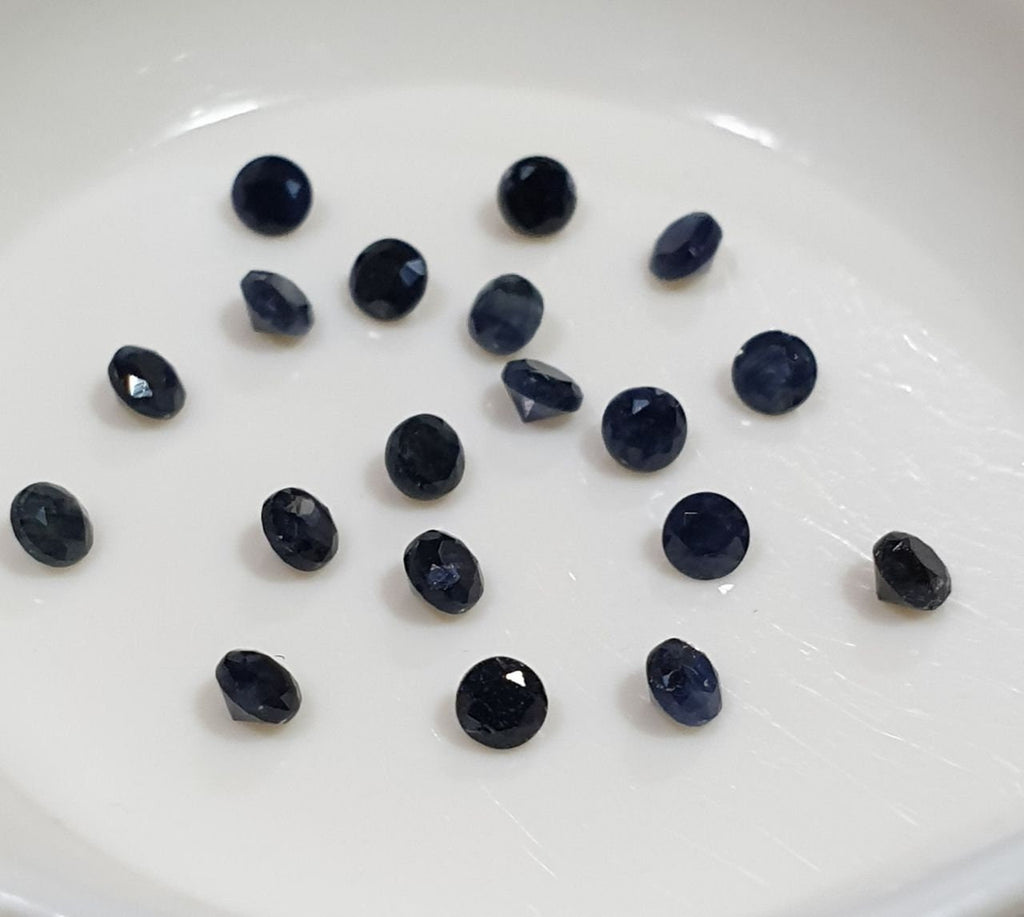 1 Lot Dark Blue  Near Black Color Sapphire Lot Faceted Round 2mm- Natural Sapphire