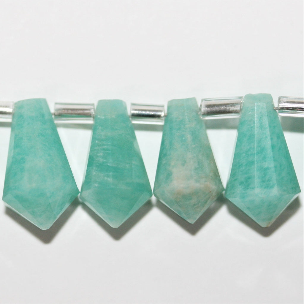 Cuentas de punta facetada de Amazonita Santa de 6" 13x7mm.-Hilo de 15cm.