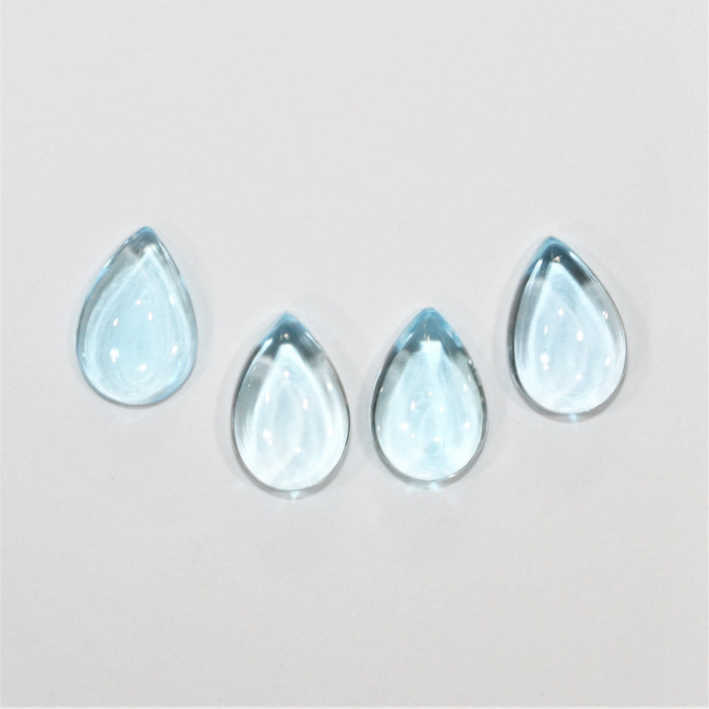 Sky Blue Topaz Smooth Drop Cabochons Lot 12x8mm.- 4 Pieces
