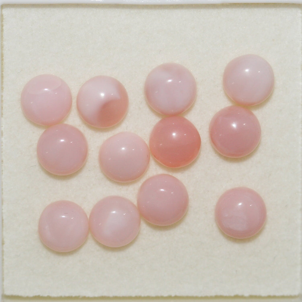 12 Pcs Lot Pink Opal Round Cabochon 6 mm. (12 pcs.).